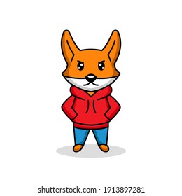 Cute fox wearing hoodie mascot logo design