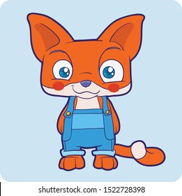 Cute fox wearing pants - Vector