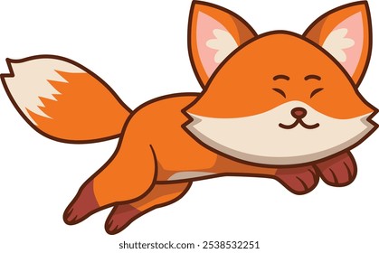 Cute Fox While Running Illustration