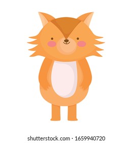 cute fox wild animal cartoon character vector illustration
