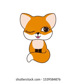 Cute fox winking isolated on white background. Premium quality vector design element.