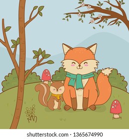 cute fox woodland character