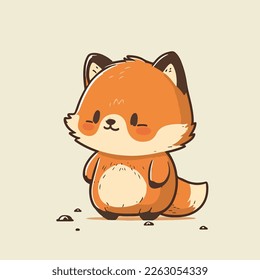 Cute fox. Woodland forest animal. Poster for baby room. Childish print for nursery. Vector illustration.