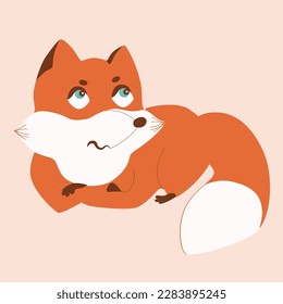 Cute fox. Woodland forest animal. Poster for baby room. Childish print for nursery. Design can be used for fashion t-shirt, greeting card, baby shower...Vector illustration.