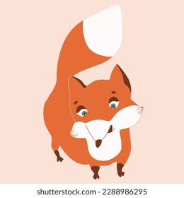 Cute fox. Woodland forest animal. Poster for baby room. Childish print for nursery. Design can be used for fashion t-shirt, greeting card, baby shower...Vector illustration.