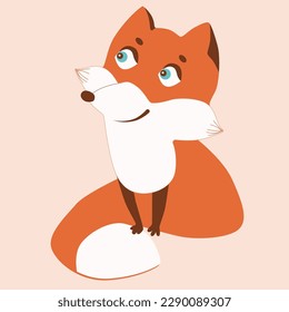 Cute fox. Woodland forest animal. Poster for baby room. Childish print for nursery. Design can be used for fashion t-shirt, greeting card, baby shower...Vector illustration.