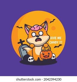 cute fox zombie want candy