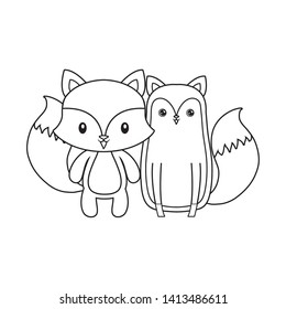 cute foxes animals isolated icon