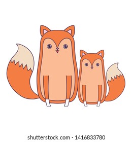 cute foxes animals isolated icon