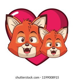 Cute foxes cartoon