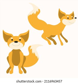 Cute foxes Cartoon characters Vector illustration