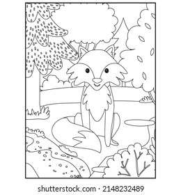 Cute Foxes Coloring Pages For Kids
