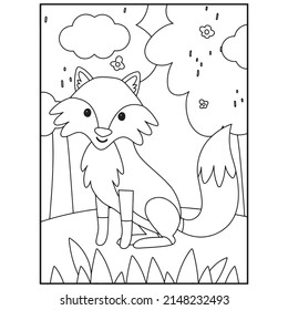 Cute Foxes Coloring Pages For Kids
