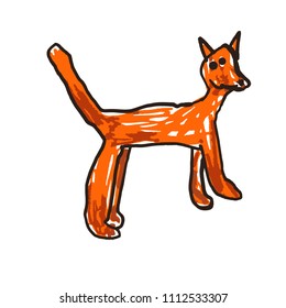 cute  foxes. hand drawn  children.