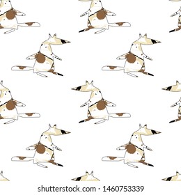 Cute foxes. Seamless pattern. Vector illustration.