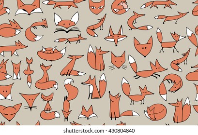Cute foxes seamless pattern for your design