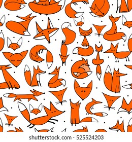 Cute foxes seamless pattern for your design