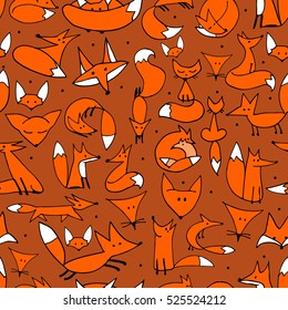 Cute foxes seamless pattern for your design