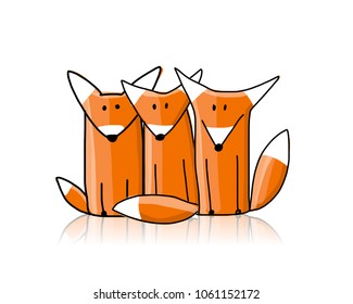 Cute foxes, sketch for your design