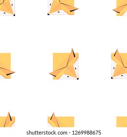 Cute foxes.  Vector seamless background. Modern polygonal  design. Origami foxes. Flat design pattern 