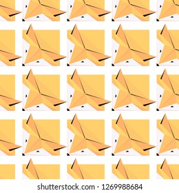 Cute foxes.  Vector seamless background. Modern polygonal  design. Origami foxes. Flat design pattern 