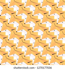 Cute foxes.  Vector seamless background. Modern polygonal  design. Origami foxes. Flat design pattern 