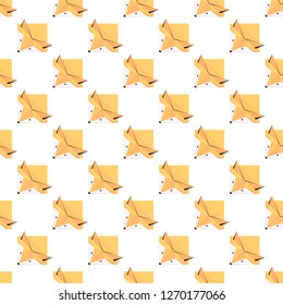 Cute foxes.  Vector seamless background. Modern polygonal  design. Origami foxes. Flat design pattern 