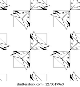 Cute foxes.  Vector seamless background. Modern polygonal  design. Origami foxes. Flat design pattern 