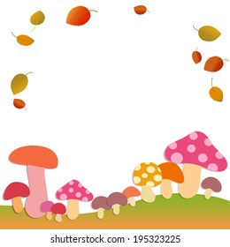 Cute frame of autumn mushroom