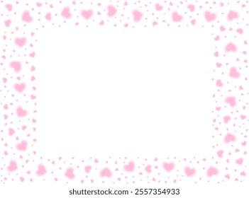 Cute frame with blurred gradient hearts .Vector design for Valentine's Day, wedding and Mother's Day for postcard, web, banner, brochure.