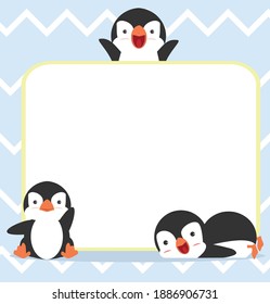 cute frame border with adorable penguin