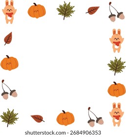 süßer Rahmenrand mit Herbstelementzeichnung. süßer Cartoon für Fotorahmen