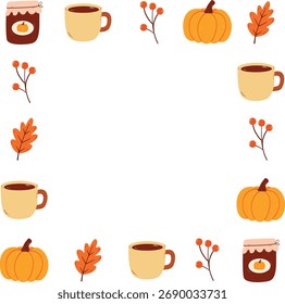 cute frame border with autumn element. autumn leaves border for photo frame