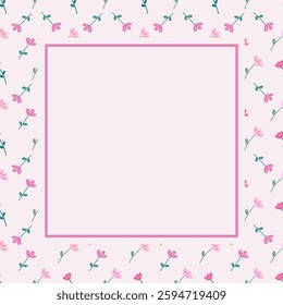Cute frame, border pink floral style for use in presentation, wedding, holiday and invitation. Pink flower for decorating cards, gift wrapping, posters