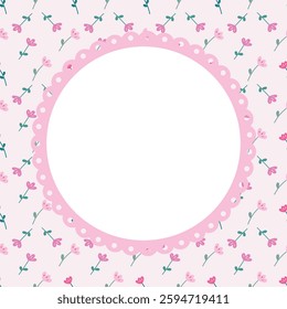 Cute frame, border pink floral style for use in presentation, wedding, holiday and invitation. Pink flower for decorating cards, gift wrapping, posters