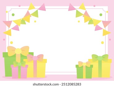 cute frame of celebration and party night in bright pink theme color, vector illustration