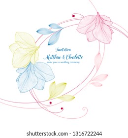 Cute frame for congratulations and invitations with amaryllis flowers.