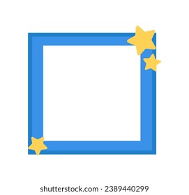 Cute frame decoration in cartoon design. Visually appealing compositions with blue design frame, ideal for enhancing pictures in set. Vector illustration.