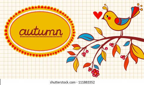 cute frame design with bird. vector illustration