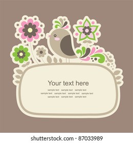 cute frame design with bird. vector illustration