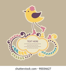 cute frame design with bird. vector illustration