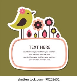 cute frame design with bird. vector illustration
