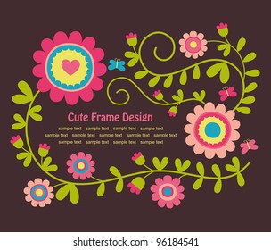 cute frame design with flowers. vector illustration
