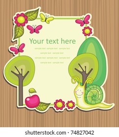 cute frame design with snail. vector illustration