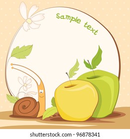 cute frame design with snail. vector illustration