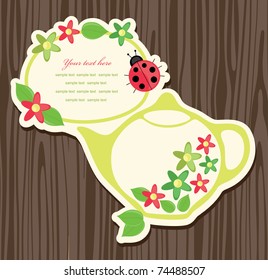 cute frame design with teapot. vector illustration