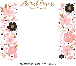 Marco bonito con ramo de flores. Flor vectorial, en el fondo blanco. Elementos florales de verano. 