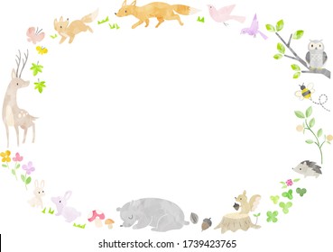 Cute frame with forest animals