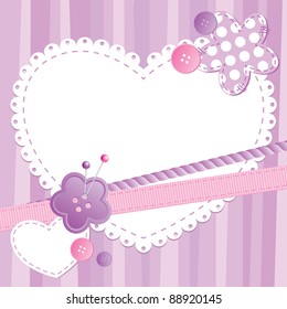 cute frame with heart and sewing buttons