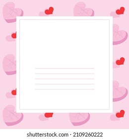 Cute frame with hearts. Valentine's day, postcard, invitation.